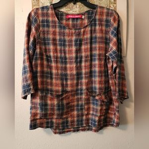 No. 12 artist blouse Margate plaid